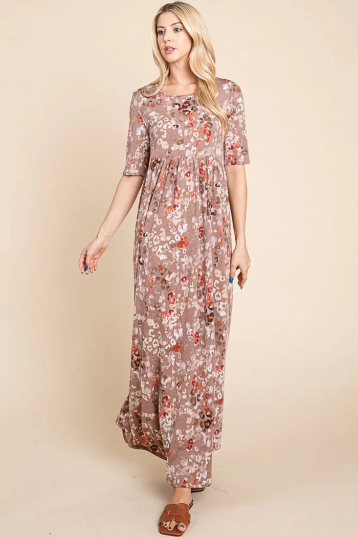 BOMBOM Printed Shirred Maxi Dress - Brittney MADE