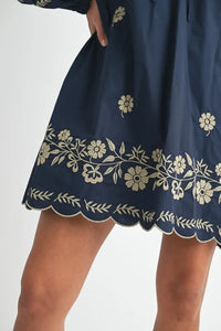 MABLE Embroidered Long Sleeve Peasant Mini Dress - Brittney MADE