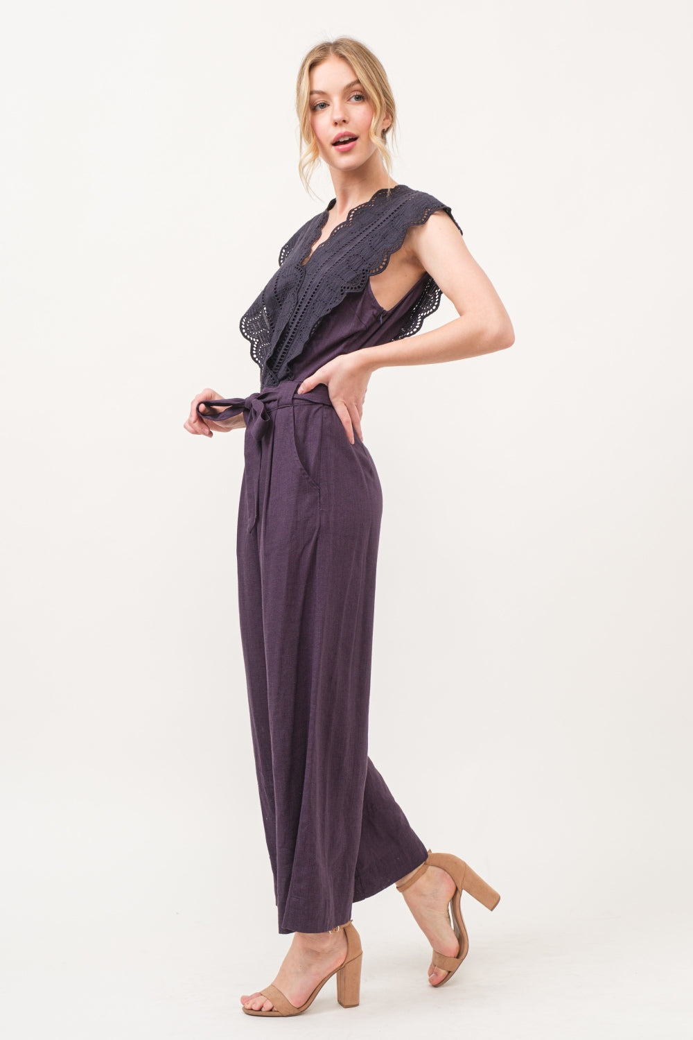 And The Why Laced Surplice Tie Waist Jumpsuit - Brittney MADE