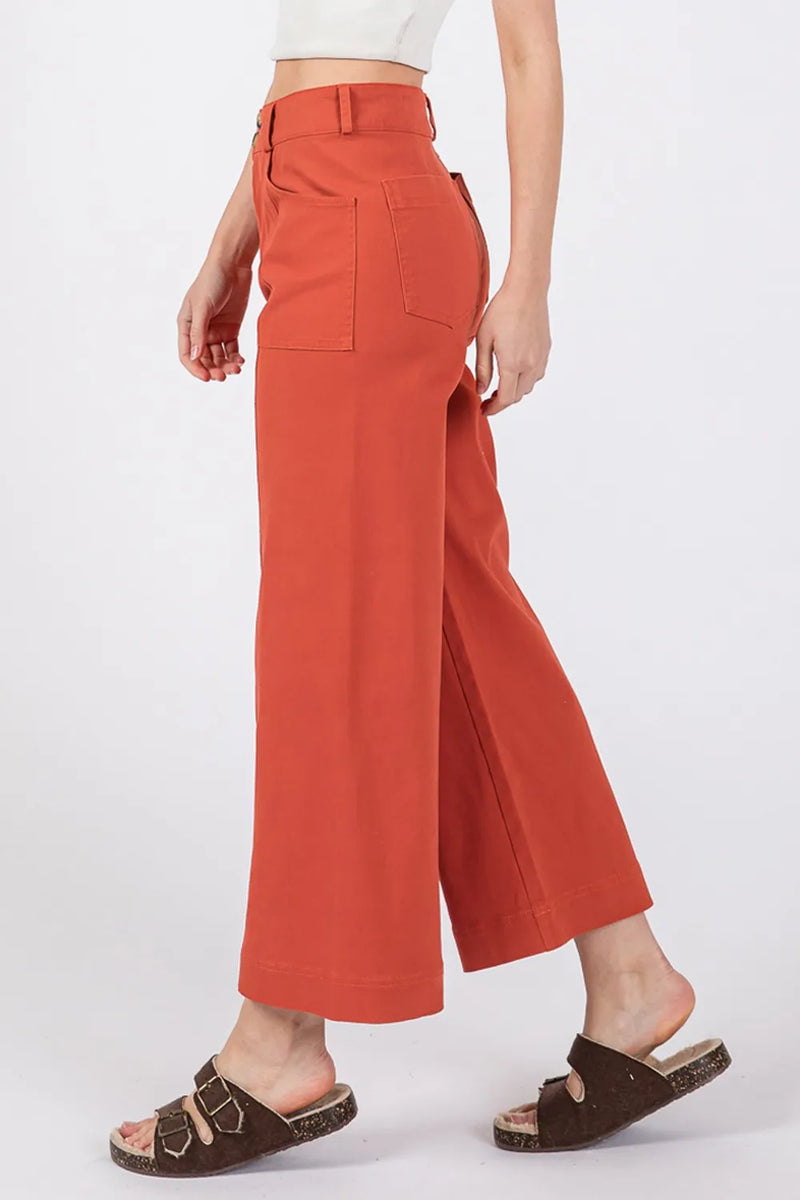 SAGE + FIG Wide Leg Cropped Pants - Brittney MADE