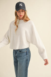 Mable Round Neck Dolman Sleeve Cropped Sweater - Brittney MADE