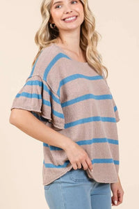Mittoshop Striped Flounce Sleeve Knit Top - Brittney MADE