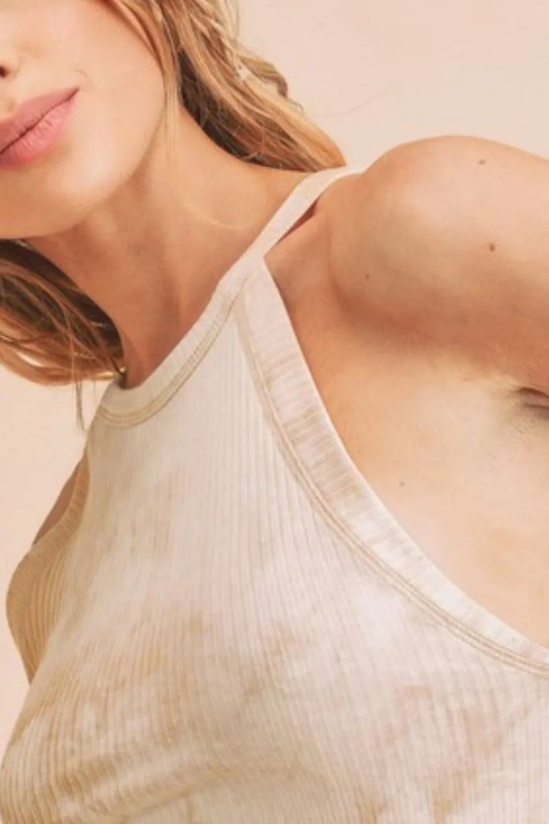 Aemi + Co Ribbed Tie-Dye Round Neck Tank - Brittney MADE