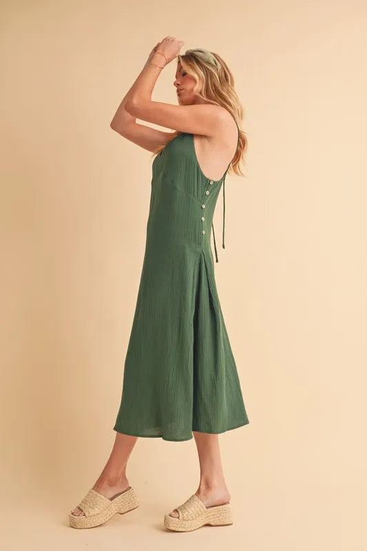 Aemi+Co Side Button Midi Cami Dress - Brittney MADE