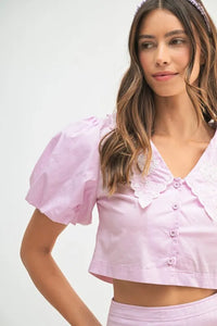 MABLE Puff Sleeve Button Down Top and Bubble Skirt Set - Brittney MADE