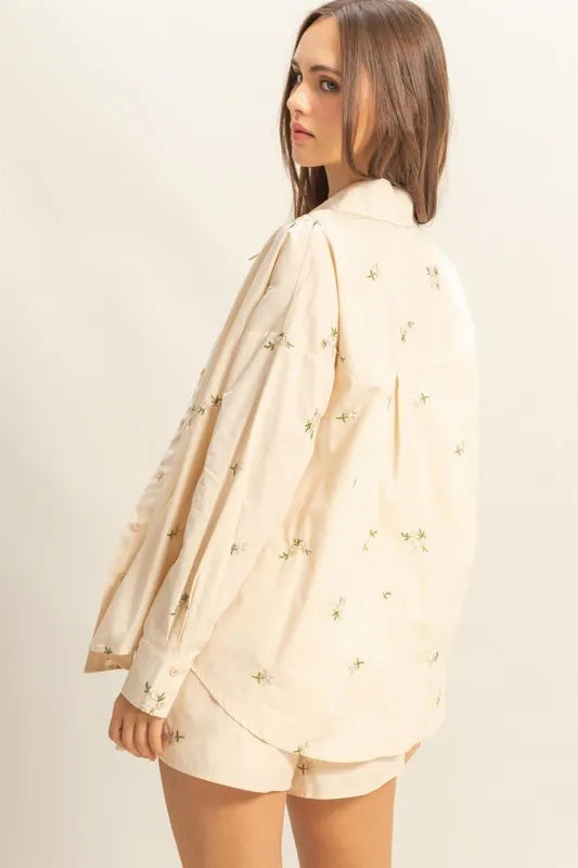 HYFVE Embroidered Long Sleeve Short and Shorts Set - Brittney MADE