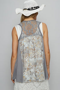 POL Lace Patchwork Floral Open Front Sleeveless Cardigan - Brittney MADE