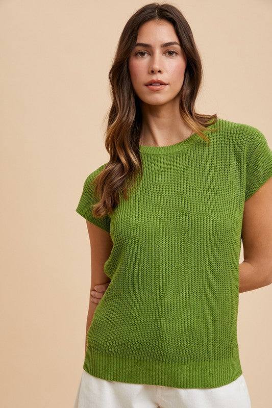 Annie Wear Round Neck Short Sleeve Sweater - Brittney MADE