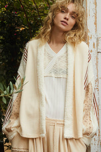 POL Open Front Waffle Knit Fleece Mix Cardigan - Brittney MADE