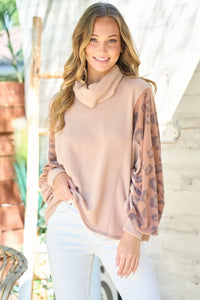 Hailey & Co Leopard Sleeve Color Block Knit Top - Brittney MADE
