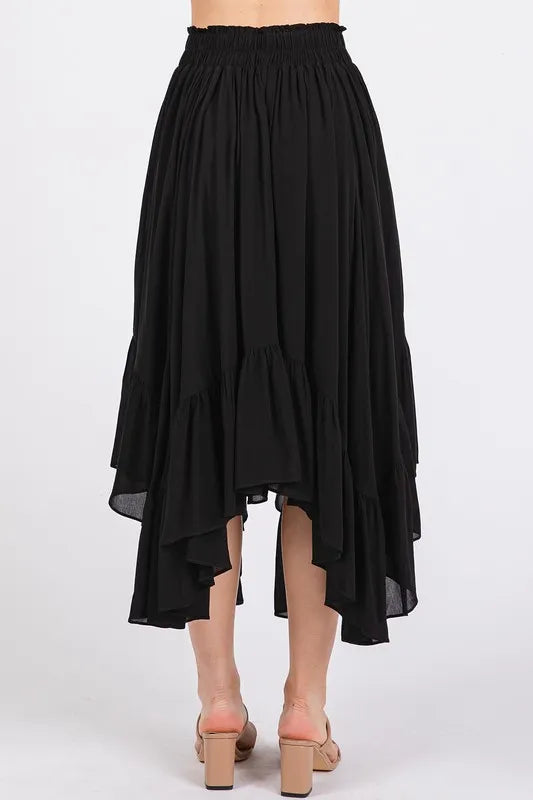 Mittoshop Handkerchief Hem Elastic Waist Pocket Midi Skirt - Brittney MADE