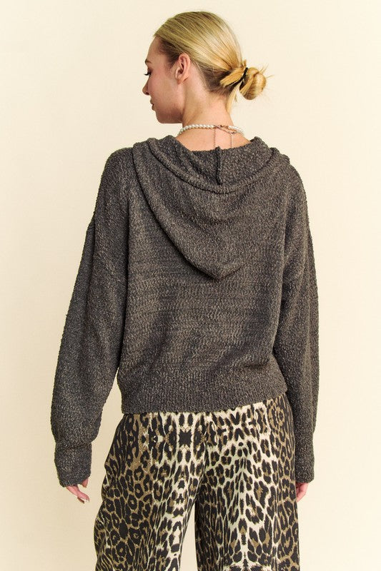 Davi & Dani Drop Shoulder Long Sleeve Hooded Sweater - Brittney MADE