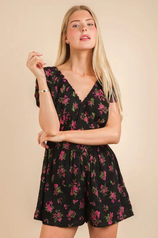 VERY J Floral Printed Ruffle Romper - Brittney MADE