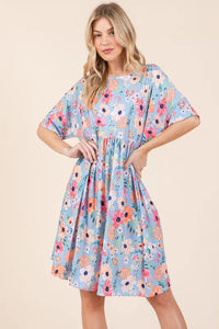 BOMBOM Floral Shirred Dress with Pockets - Brittney MADE