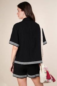 VERY J Crinkled Woven Shirt Top & Shorts Set - Brittney MADE