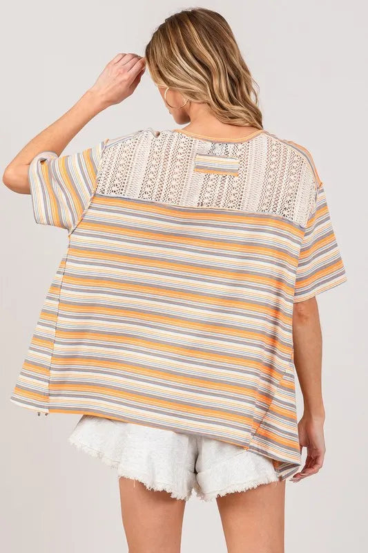 SAGE+FIG Accent Striped with Star Applique T-Shirt - Brittney MADE