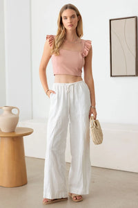 Le Lis Ruffled Cap Sleeve Square Neck Crop Top - Brittney MADE
