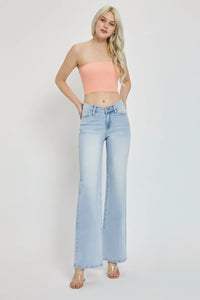 RISEN Full Size Wide Leg V Dipped Front Waist Jeans - Brittney MADE