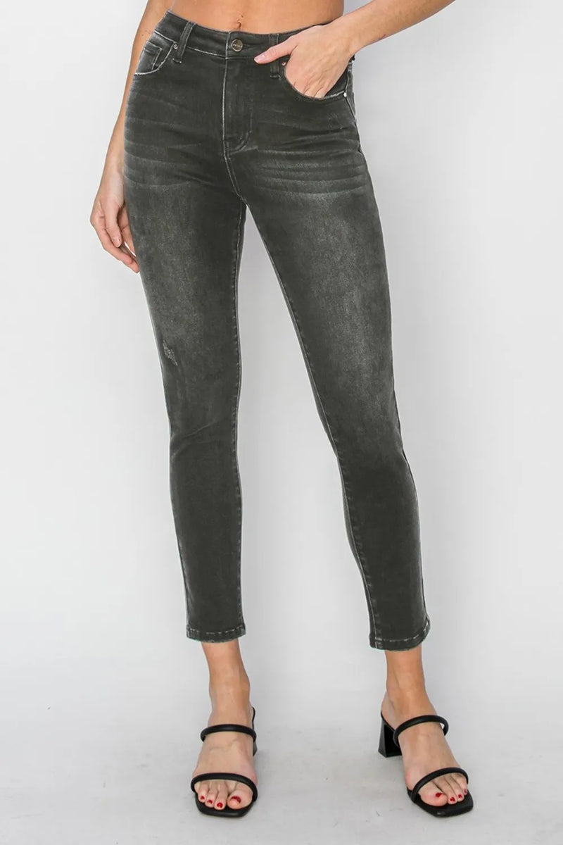 RISEN Full Size High Rise Ankle Skinny Jeans - Brittney MADE