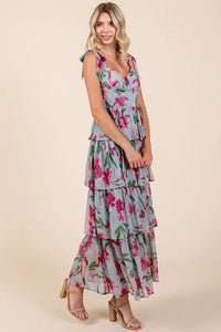 Mittoshop Layered Floral Sweetheart Neck Maxi Dress - Brittney MADE