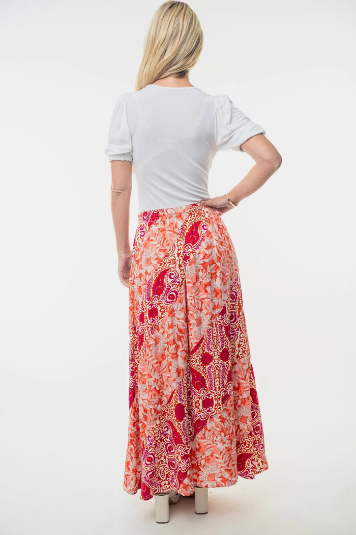 White Birch Full Size High Waisted Floral Woven Skirt - Brittney MADE