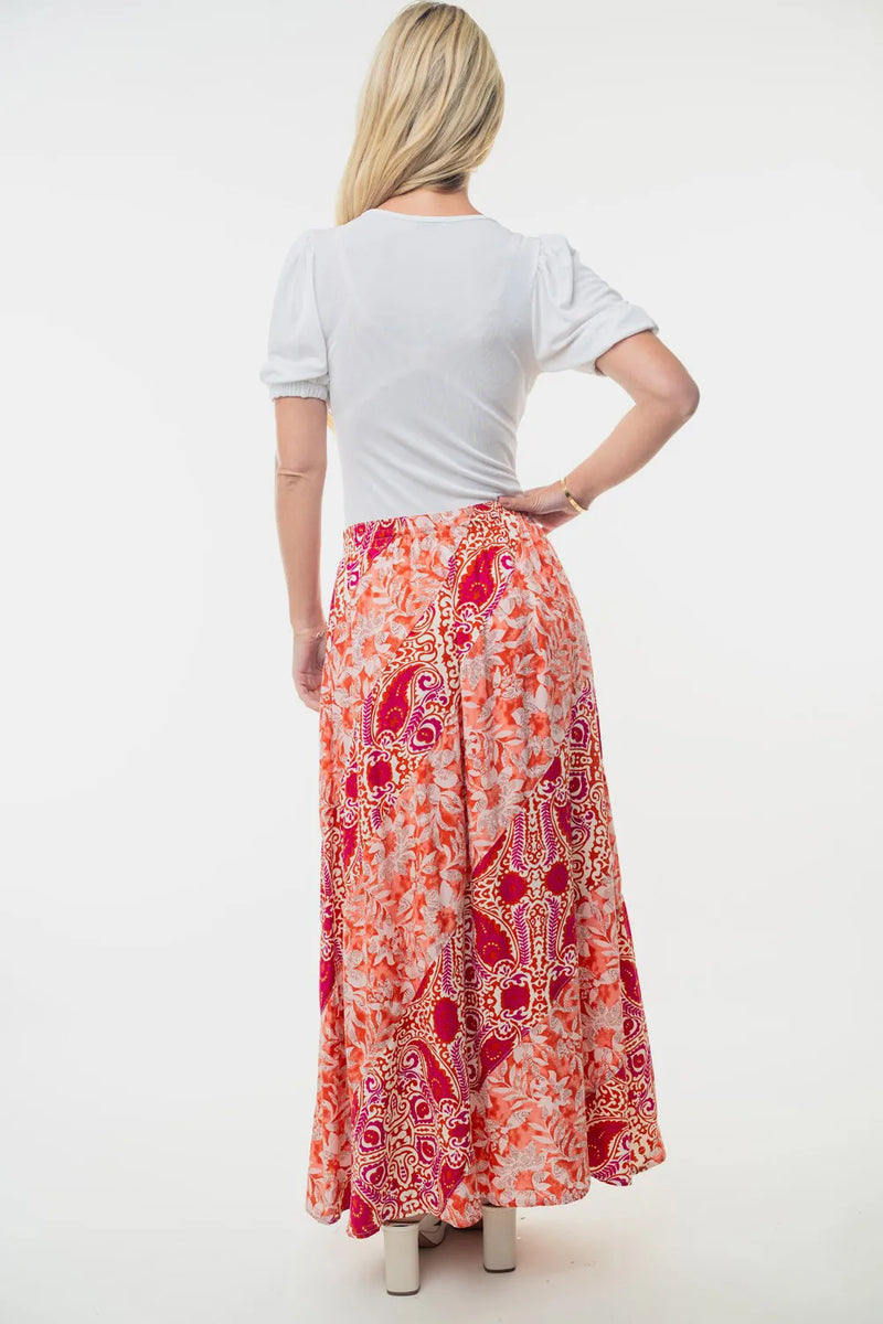 White Birch Full Size High Waisted Floral Woven Skirt - Brittney MADE