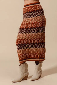 SO ME Multi Color Chevron Knit Skirt - Brittney MADE
