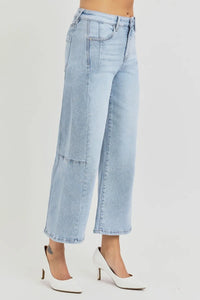 RISEN Full Size High Rise Seamed Detail Wide Leg Crop Jeans - Brittney MADE