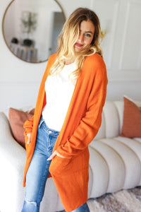Haptics Full Size Stripe Textured Open Front Cardigan with Pockets - Brittney MADE