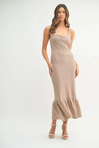 MABLE Ruffled Hem Sleeveless Crochet Knit Midi Dress - Brittney MADE