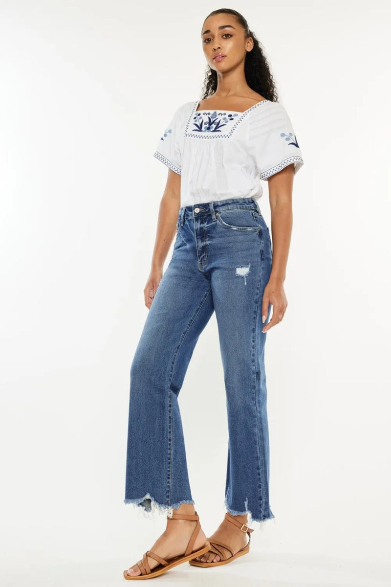 Kancan Full Size High Rise Slim Wide Leg Jeans - Brittney MADE