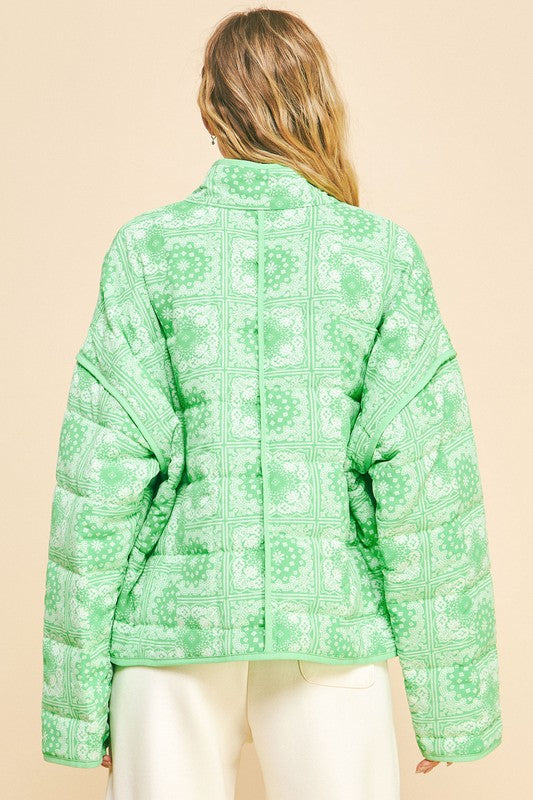 Davi & Dani Vintage Print Open Front Jacket with Pockets - Brittney MADE