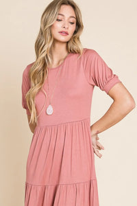 BOMBOM Short Sleeve Tiered Maxi Dress - Brittney MADE