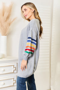 Angel Wings Multicolored Stripe Open Front Longline Cardigan - Brittney MADE