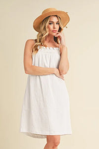 Aemi + Co Embroidered Trim Gauze Square Neck Mini Cami Dress - Brittney MADE