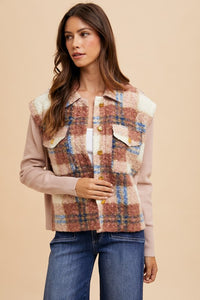 Annie Wear Faux Fur Plaid Button Up Jacket - Brittney MADE
