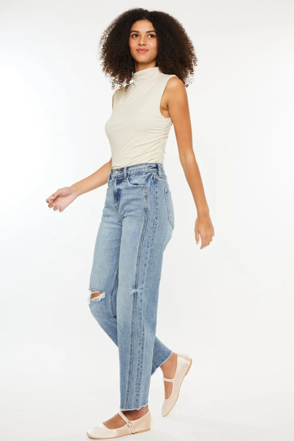Kancan Ultra High Rise Distressed Straight Jeans - Brittney MADE