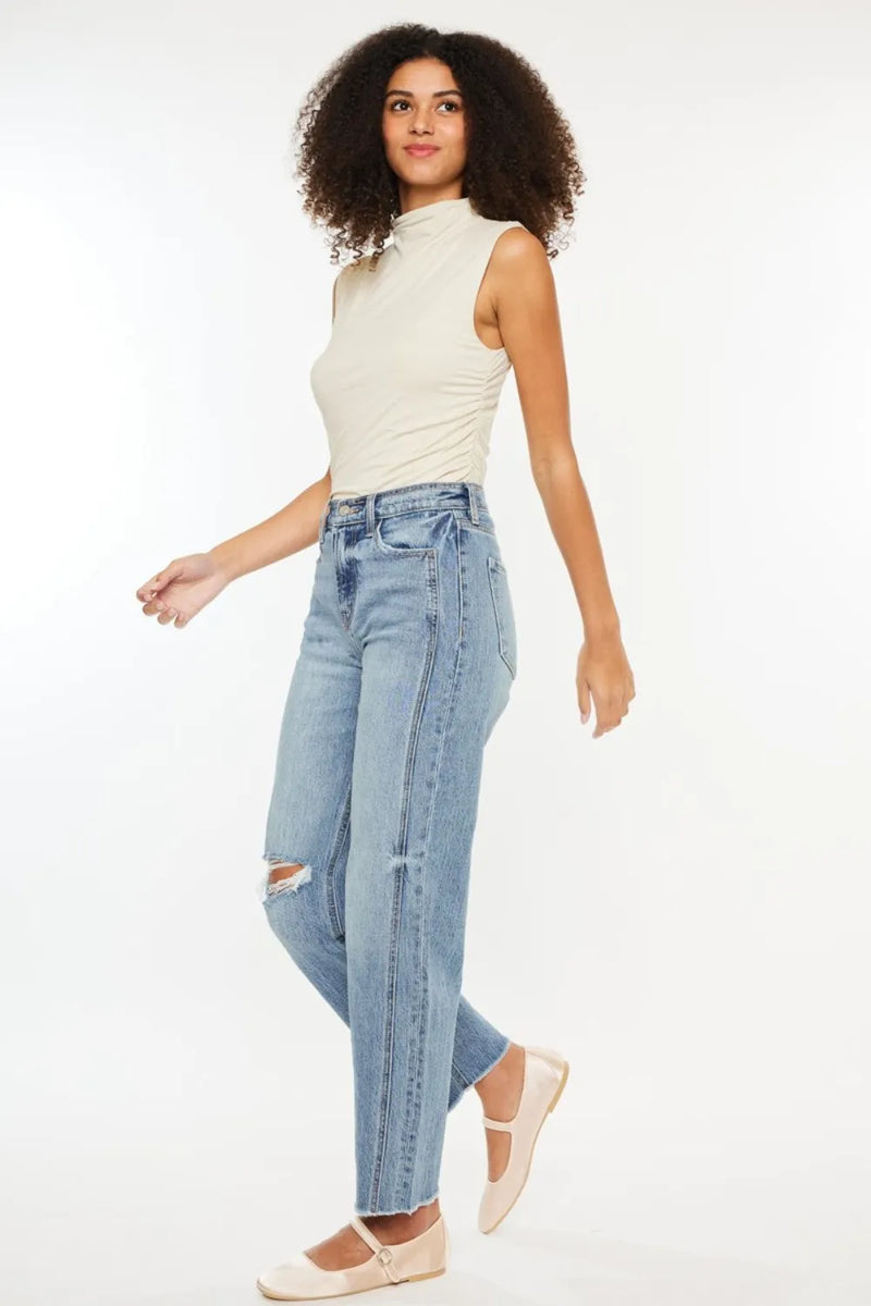 Kancan Ultra High Rise Distressed Straight Jeans - Brittney MADE