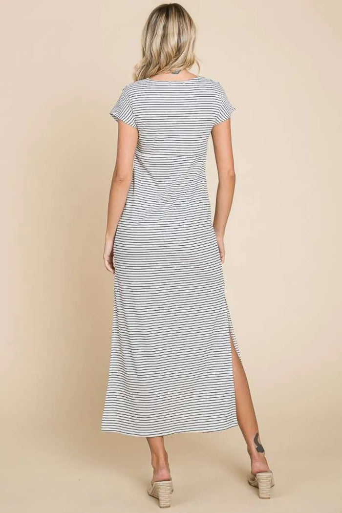Culture Code Full Size Striped Twisted Detail Dress - Brittney MADE