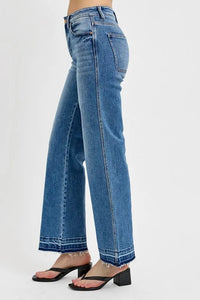 RISEN Full Size Raw Hem Ankle Bootcut Jeans Plus Size - Brittney MADE