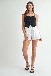MABLE Linen Mix Button Down Tank Top - Brittney MADE