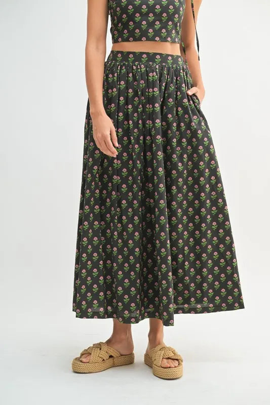 MABLE Floral Crop Top and Skirt Set - Brittney MADE