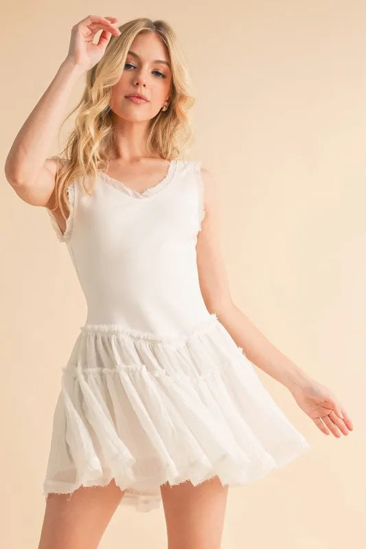 Aemi+Co Frill Sleeveless Drop Waist Mini Dress - Brittney MADE