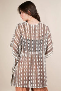 VERY J Striped Poncho Boho Cardigan - Brittney MADE