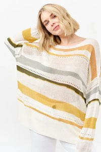 And The Why Abstract Striped Light Weight Loose Sweater - Brittney MADE