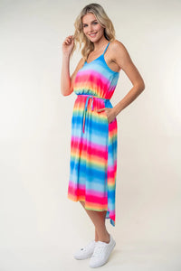 White Birch Full Size Ombre Striped Midi Cami Dress - Brittney MADE