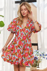 ADORA Puff Sleeve Floral Dress - Brittney MADE