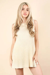 VERY J Slit Round Neck Top and Shorts Sweater Set - Brittney MADE