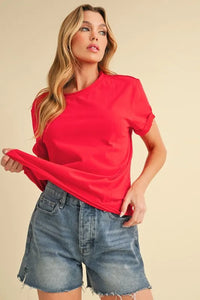 Aemi + Co Exposed Seam Round Neck Short Sleeve T-Shirt - Brittney MADE
