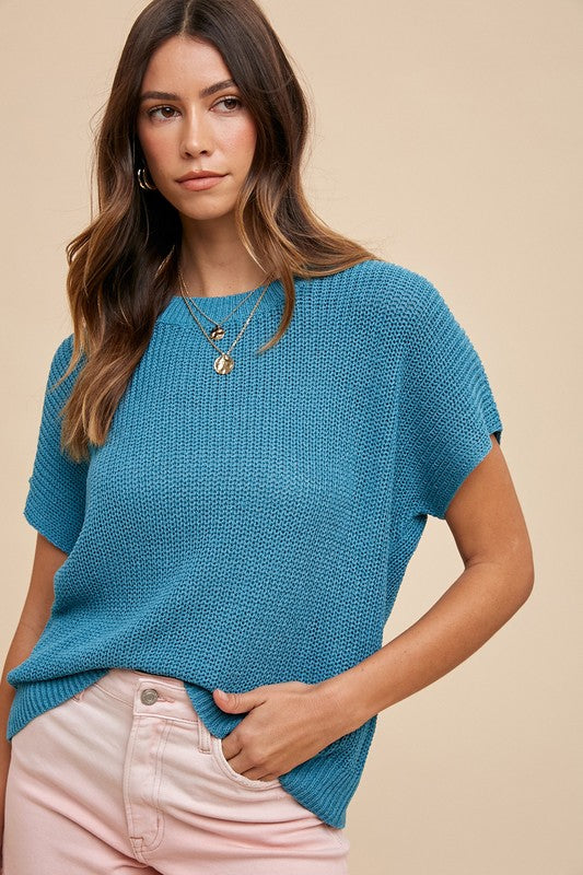 Annie Wear Round Neck Short Sleeve Sweater - Brittney MADE